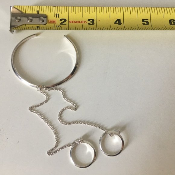 Pamela Love sterling silver bracelet and double ring- on chain - Picture 2 of 9